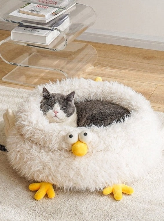 ひよこ風とりの巣型ふわふわ猫ベッド MOFUCAT