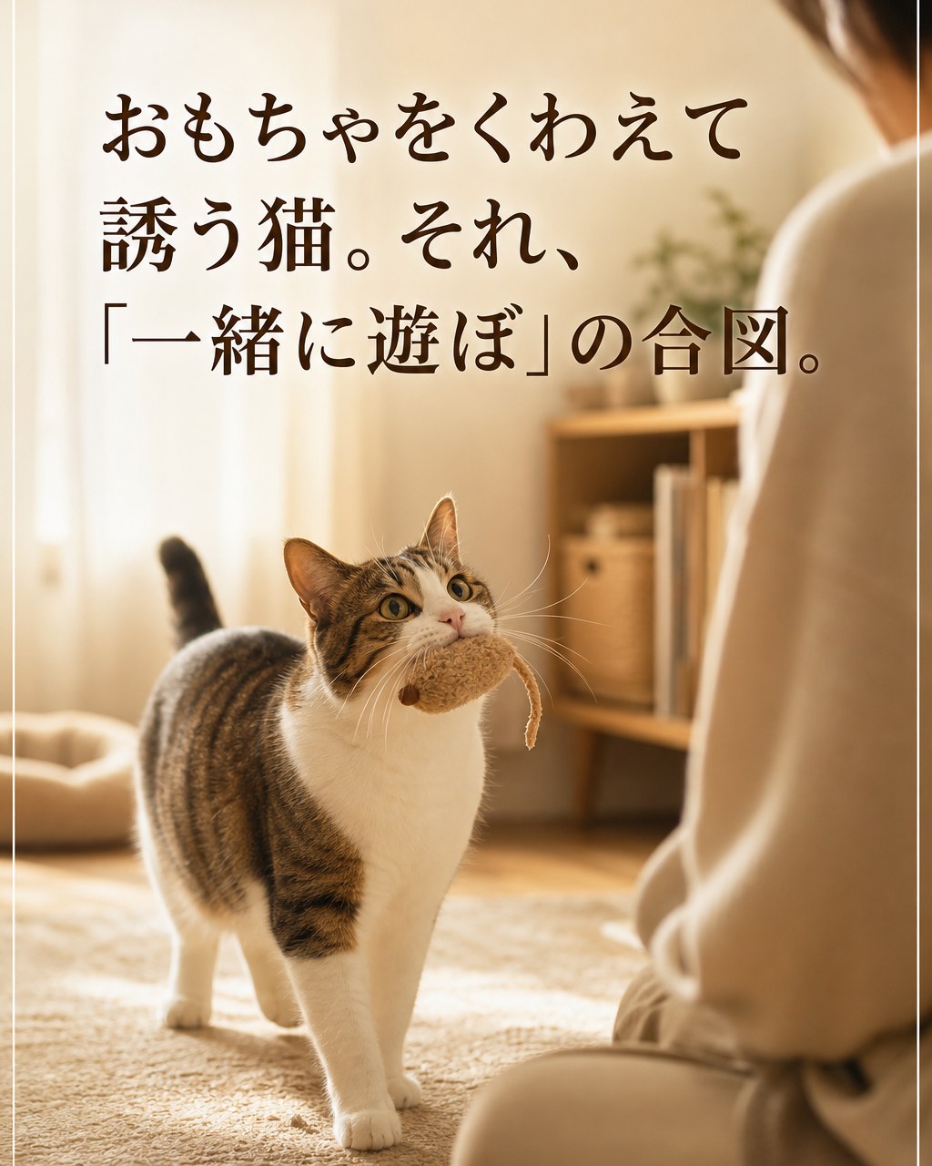猫がおもちゃをくわえて誘う理由｜一緒に遊ぼの合図