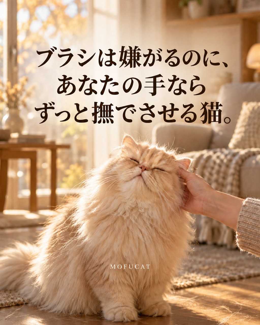 ブラシは嫌がるのに、あなたの手ならずっと撫でさせる猫
