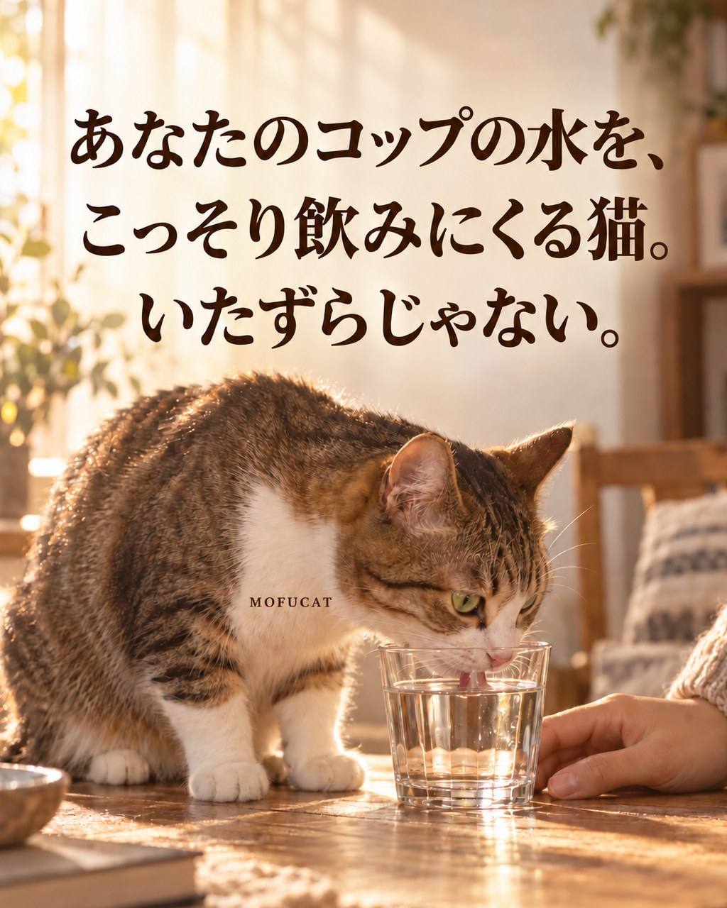 あなたのコップの水を、こっそり飲みにくる猫｜いたずらじゃない