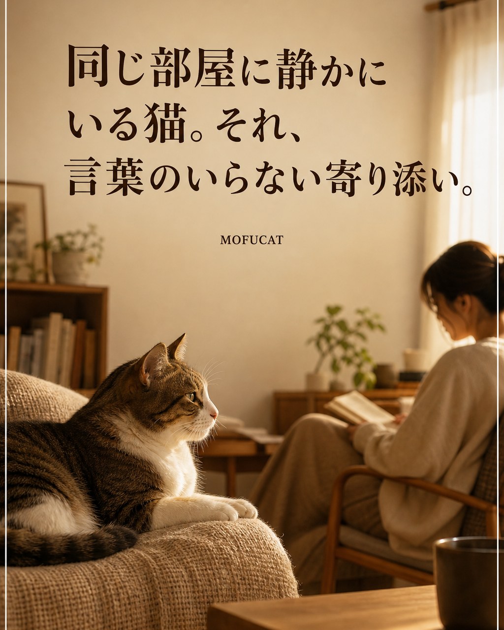 同じ部屋に静かにいる猫。それ、言葉のいらない寄り添い