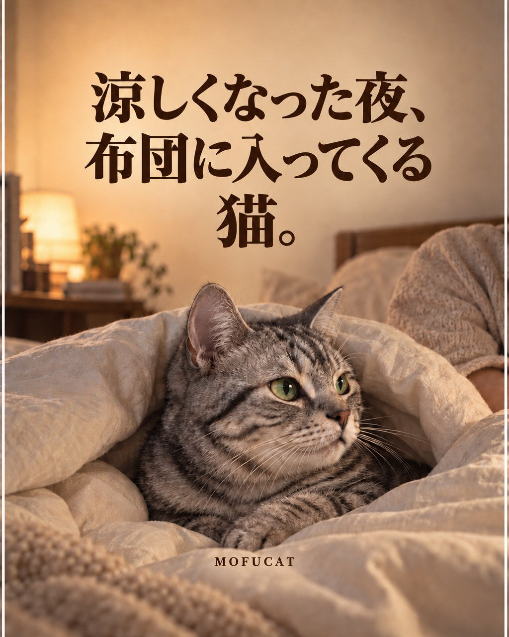 涼しくなった夜、布団に入ってくる猫