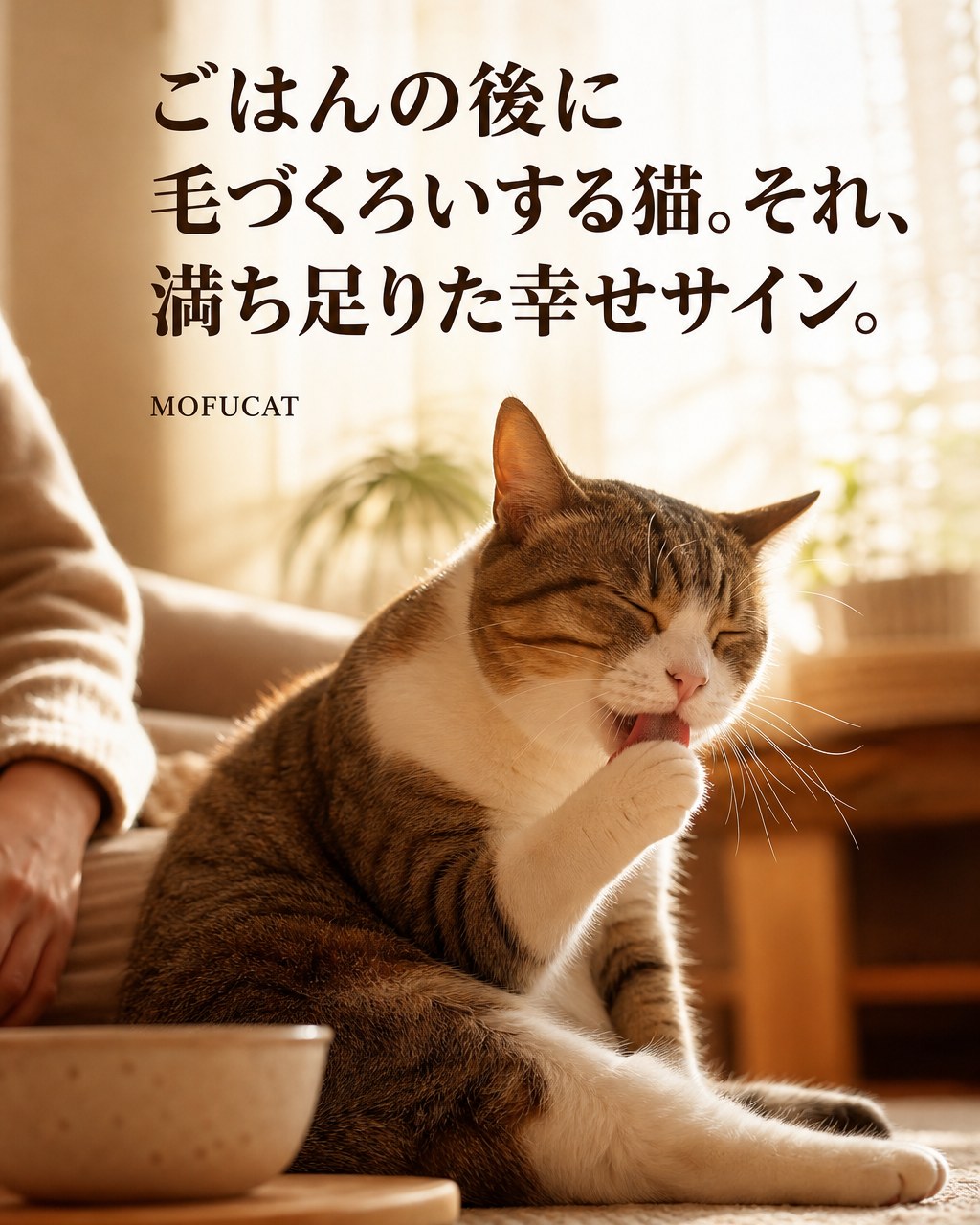 ごはんの後に猫が毛づくろいする理由｜満ち足りた幸せサイン