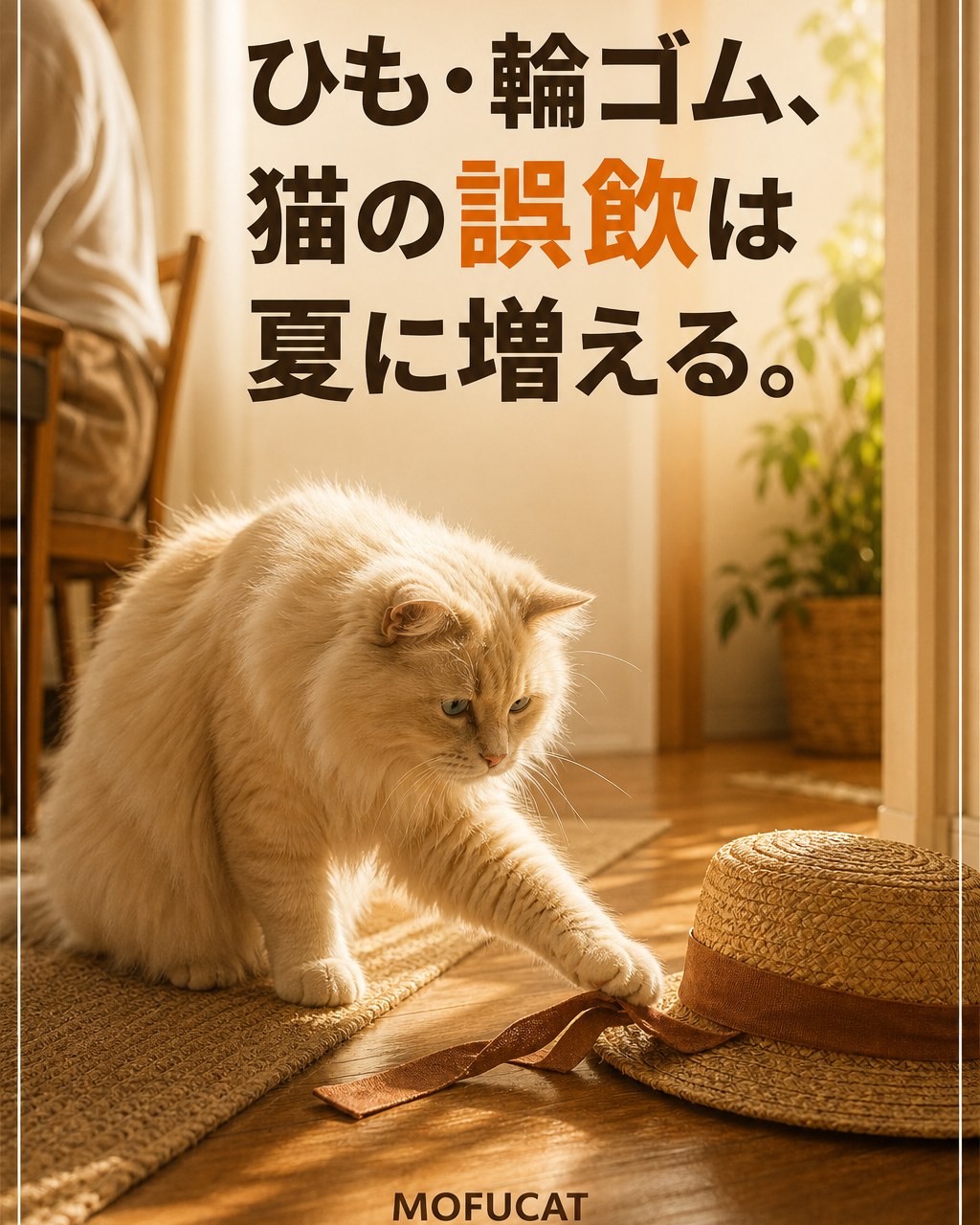 ひも・輪ゴム、猫の誤飲は夏に増える