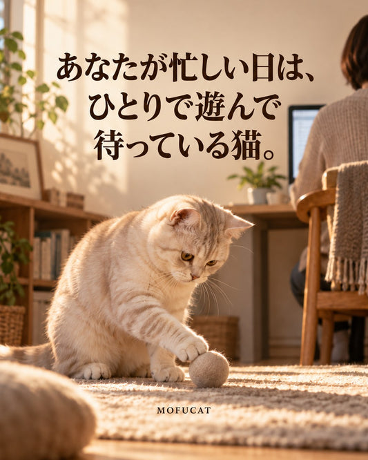 あなたが忙しい日は、ひとりで遊んで待っている猫