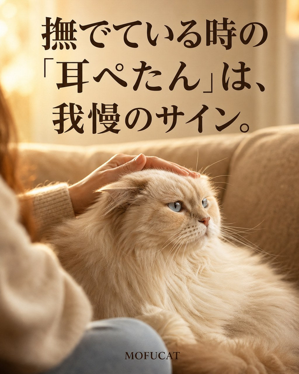 撫でているとき猫の耳がぺたんとなる理由｜我慢のサインかも