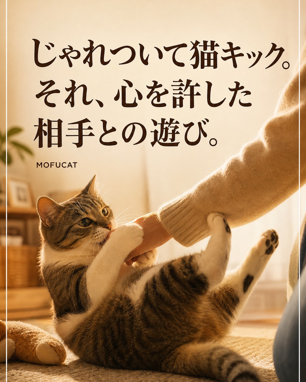 猫がじゃれついて猫キックする理由｜心を許した相手との遊び