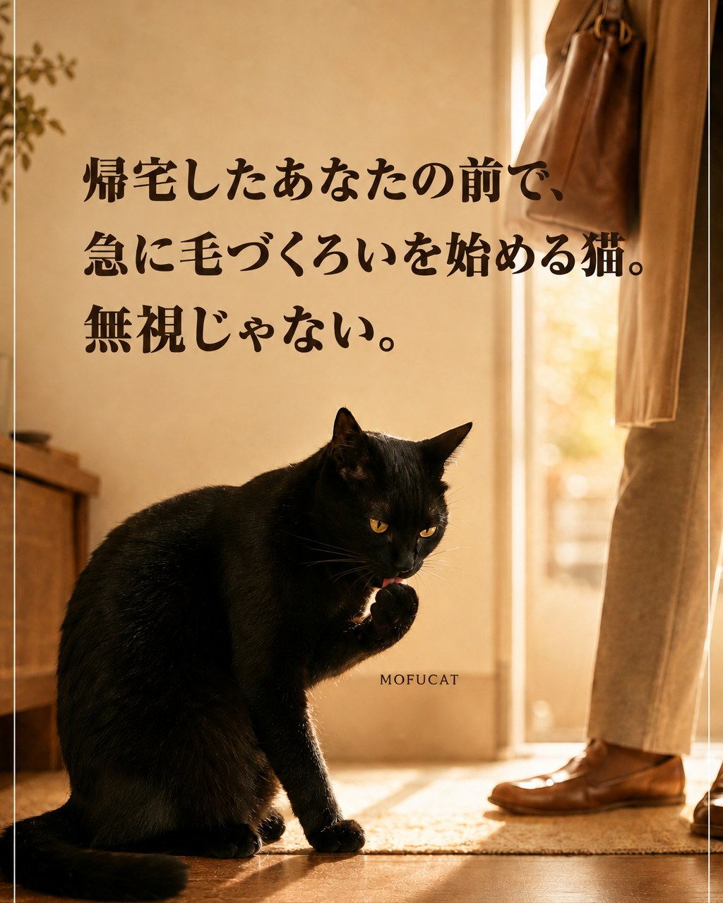 あなたが帰宅すると猫が急に毛づくろいを始める理由｜無視じゃない