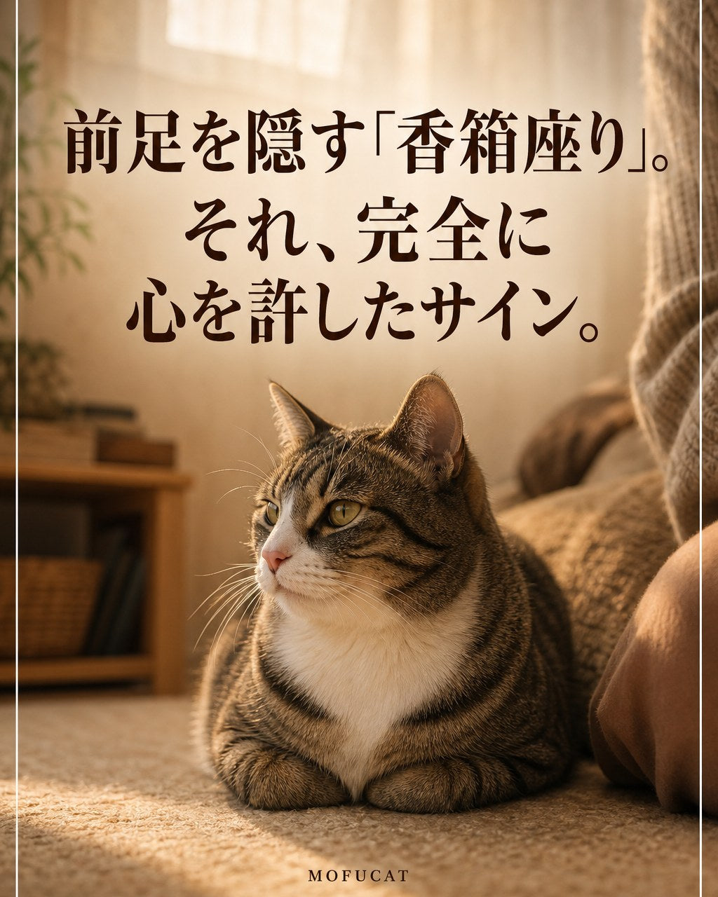 猫の前足を隠す「香箱座り」の意味｜完全に心を許したサイン