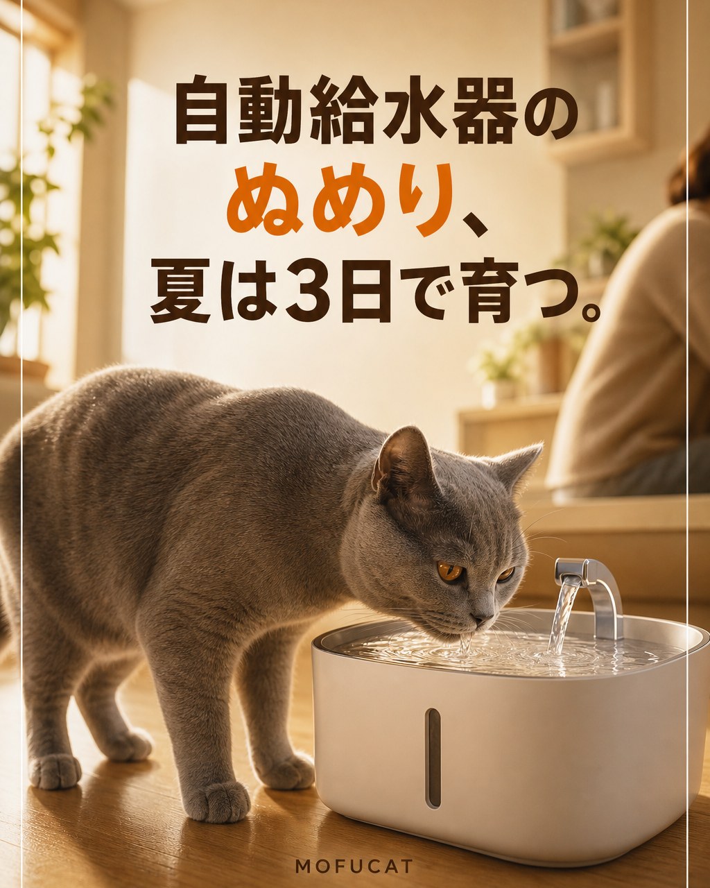 猫の自動給水器、夏はぬめりが3日で育つ｜循環してても丸洗いを