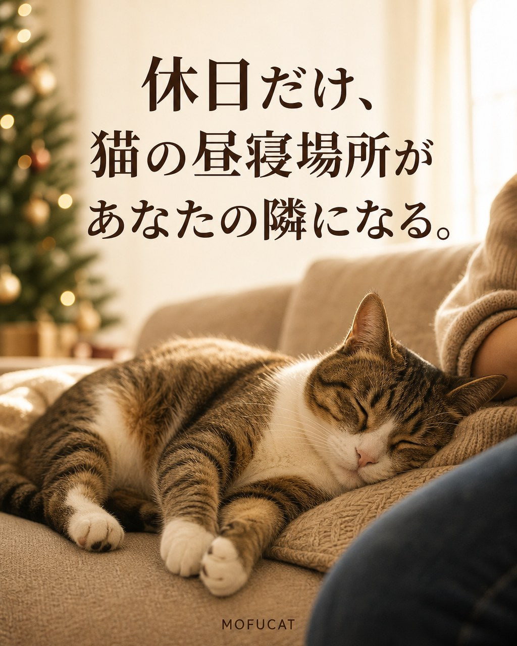 休日だけ、猫の昼寝場所があなたの隣になる
