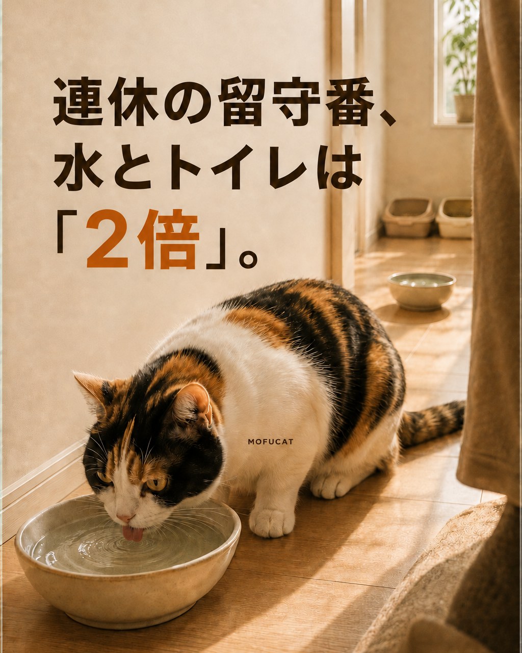 連休の留守番で猫の水とトイレを2倍にする理由｜事故を防ぐ保険