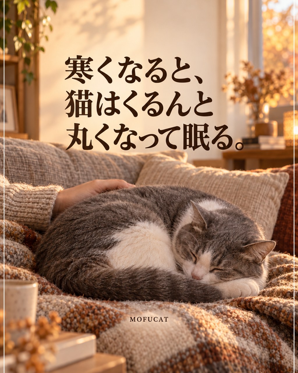 寒くなると、猫はくるんと丸くなって眠る