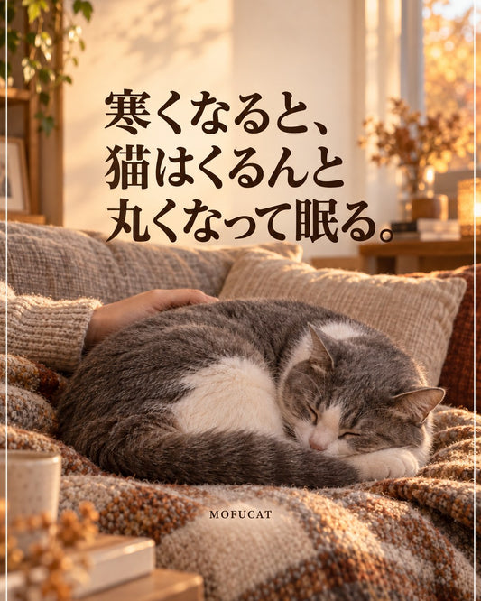 寒くなると、猫はくるんと丸くなって眠る