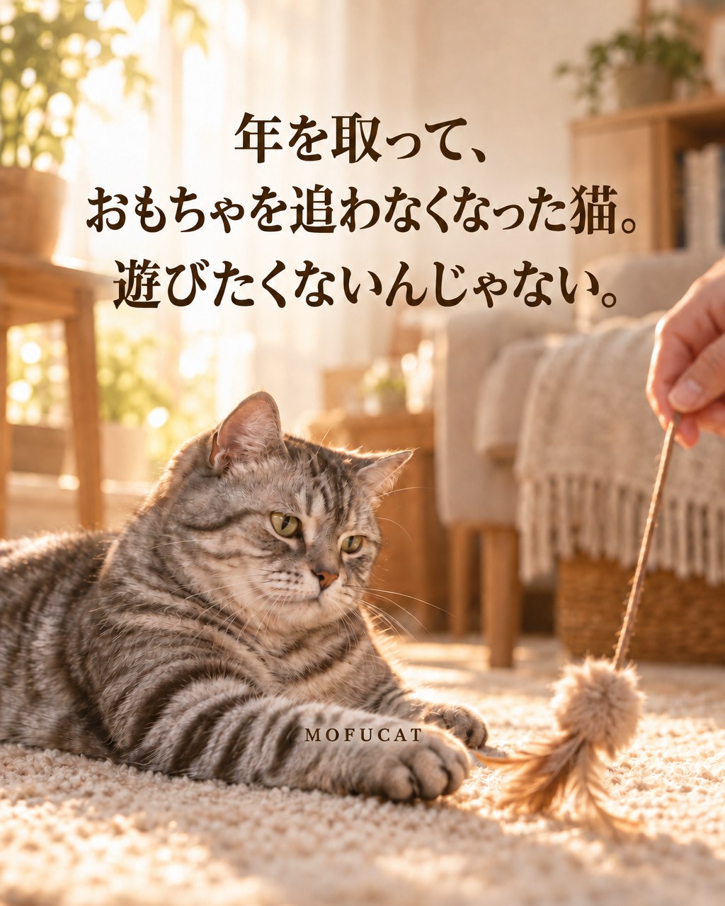 年を取って、おもちゃを追わなくなった猫｜遊びたくないんじゃない