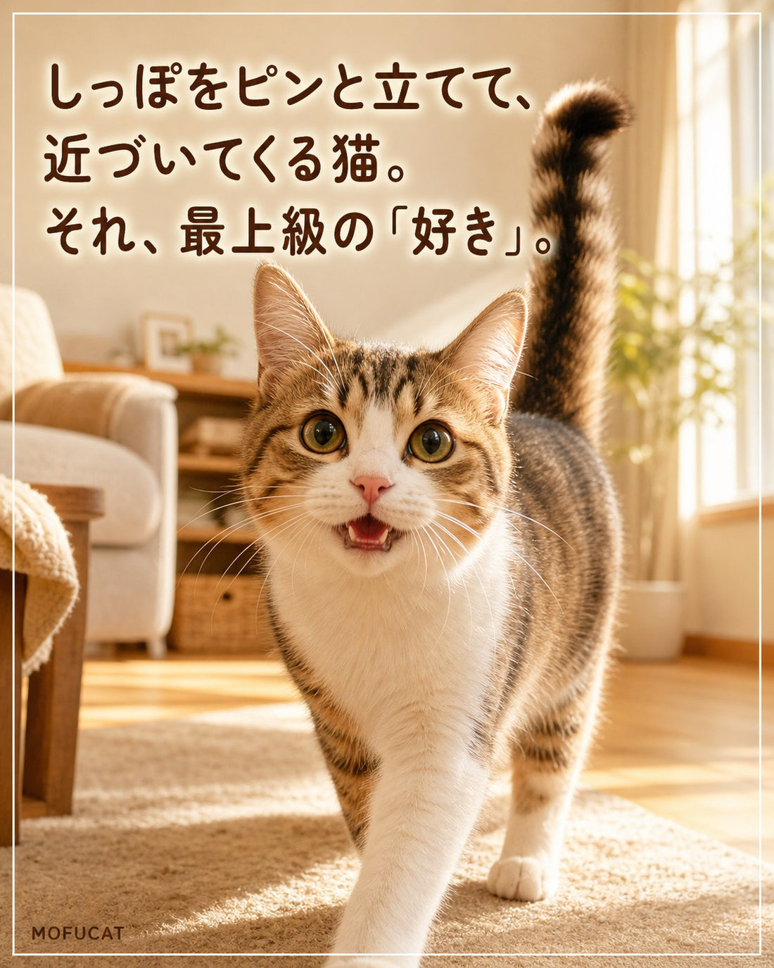 猫がしっぽをピンと立てて近づく理由｜「大好き」の挨拶