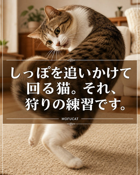 猫がしっぽを追いかけて回る理由｜狩りの練習です