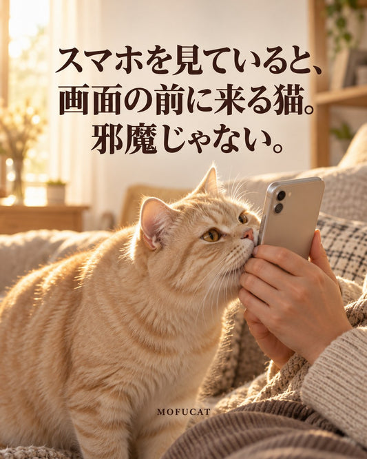スマホを見ていると、画面の前に来る猫｜邪魔じゃない