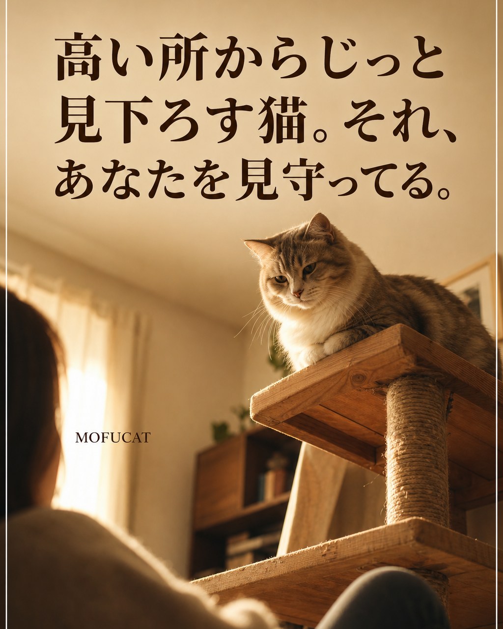 高い所から猫がじっと見下ろす理由｜あなたを見守ってる