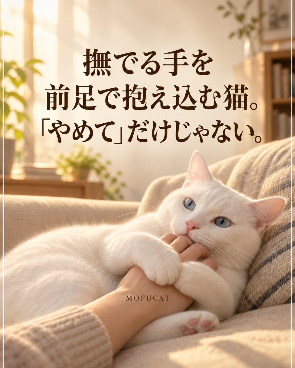 撫でる手を猫が前足で抱え込む理由｜「やめて」だけじゃない