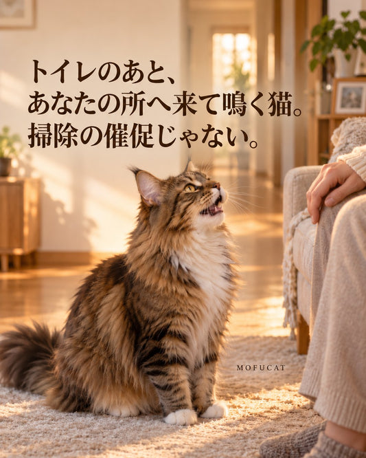 トイレのあと、あなたの所へ来て鳴く猫｜掃除の催促じゃない
