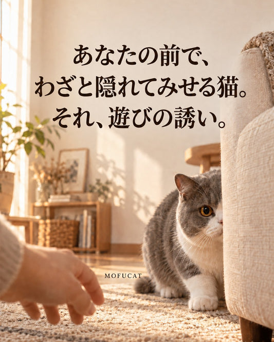 あなたの前で、わざと隠れてみせる猫｜それ、遊びの誘い