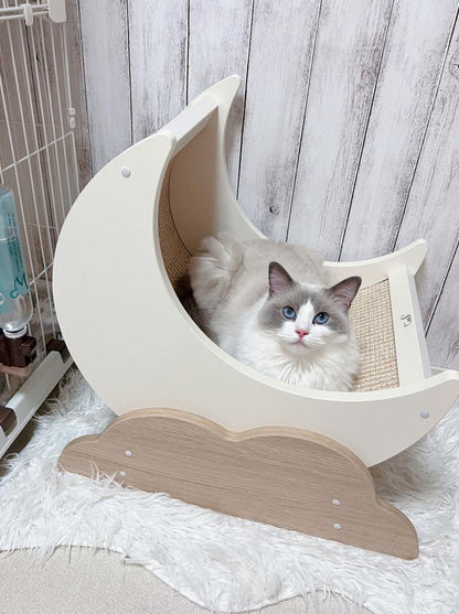 Moon scratching cat bed