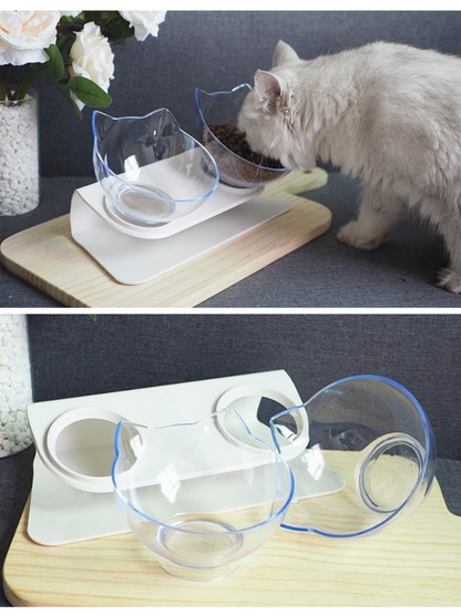 cat double food bowl 