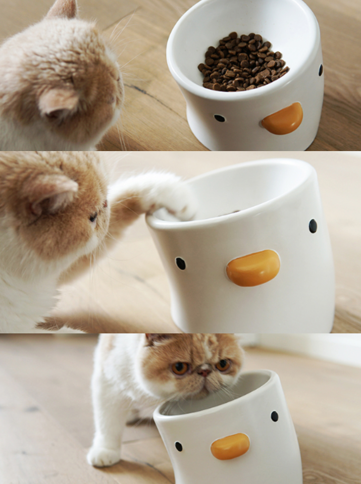 Duck-shaped food and water bowl 