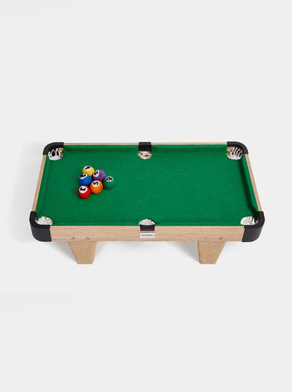 Billiard type cat toy [nail scratching board + cat teaser cue + felt ball]