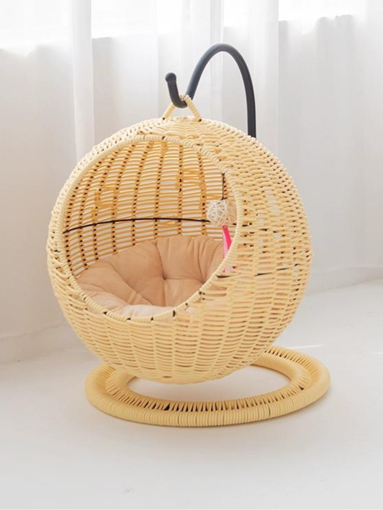 サークル型ラタン風キャットハウス