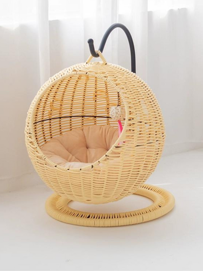 サークル型ラタン風キャットハウス