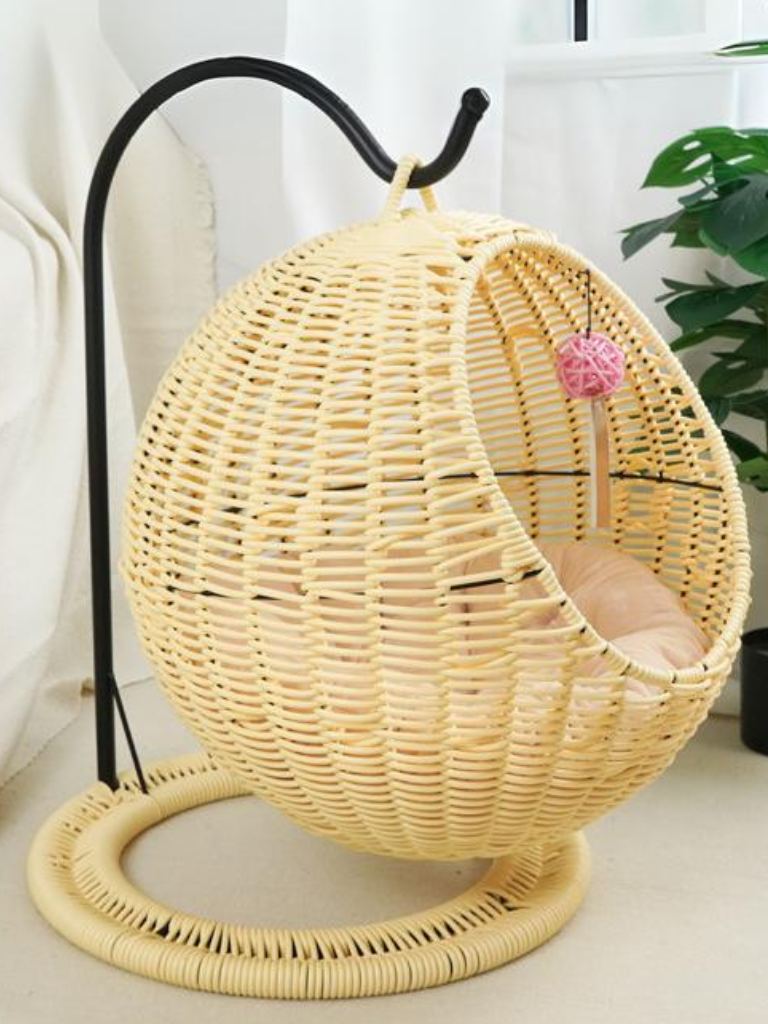 サークル型ラタン風キャットハウス