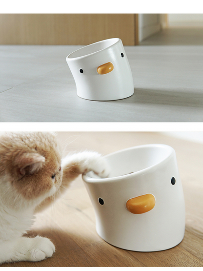 Duck-shaped food and water bowl 