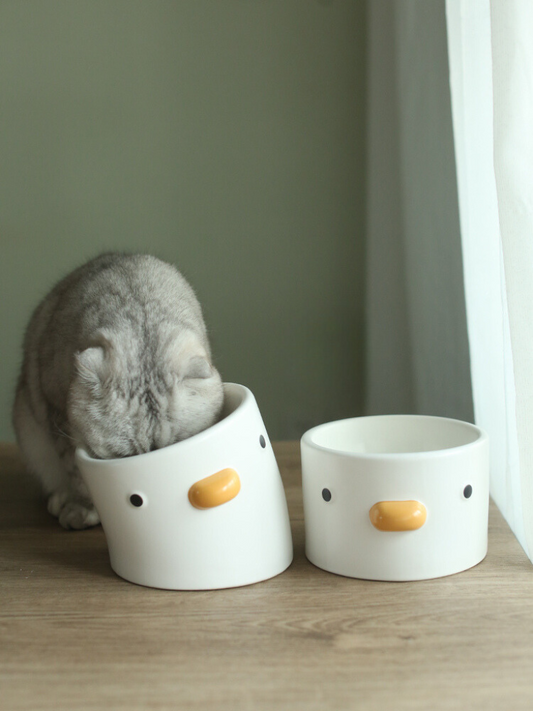 Duck-shaped food and water bowl 