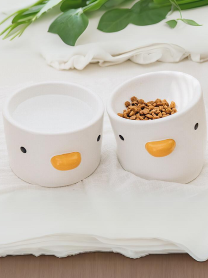 Duck-shaped food and water bowl 