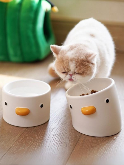 Duck-shaped food and water bowl 