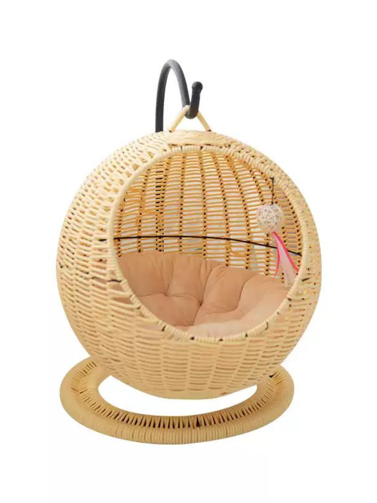 サークル型ラタン風キャットハウス