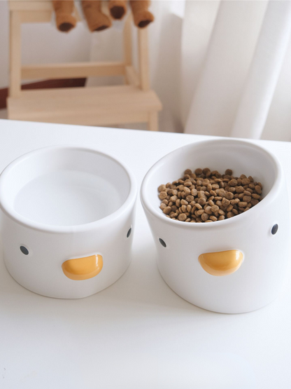 Duck-shaped food and water bowl 