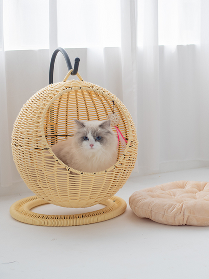 Circle type rattan style cat house