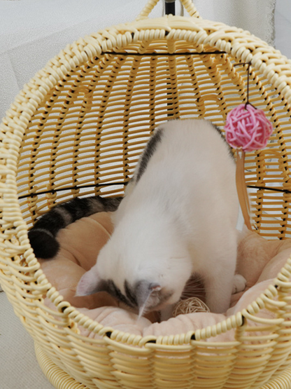 Circle type rattan style cat house