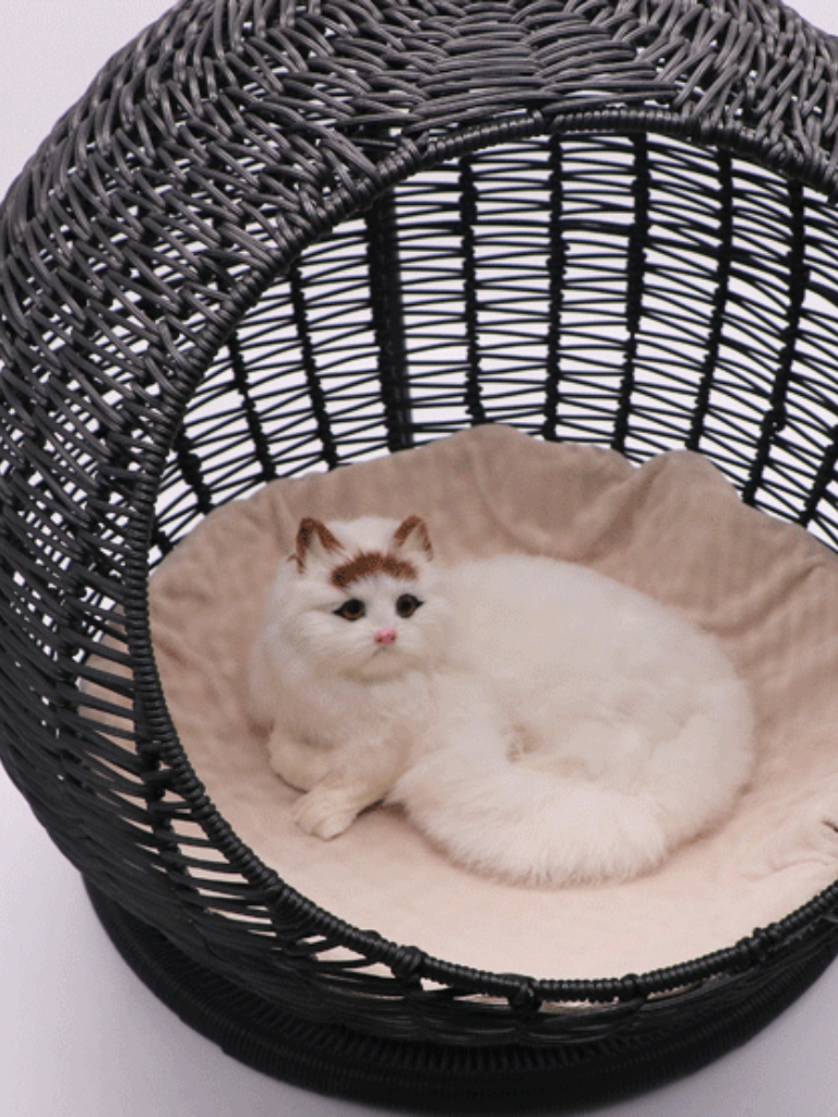 サークル型ラタン風キャットハウス