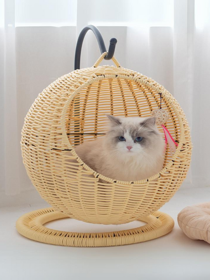 Circle type rattan style cat house