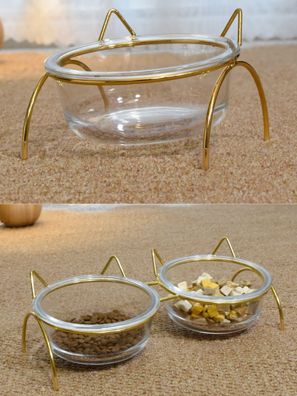 cat ear frame double food bowl 