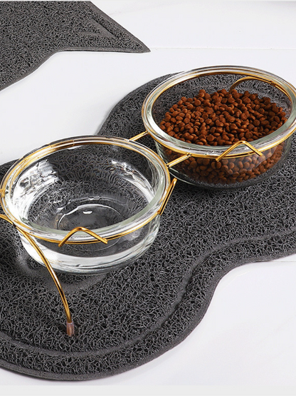 cat ear frame double food bowl 