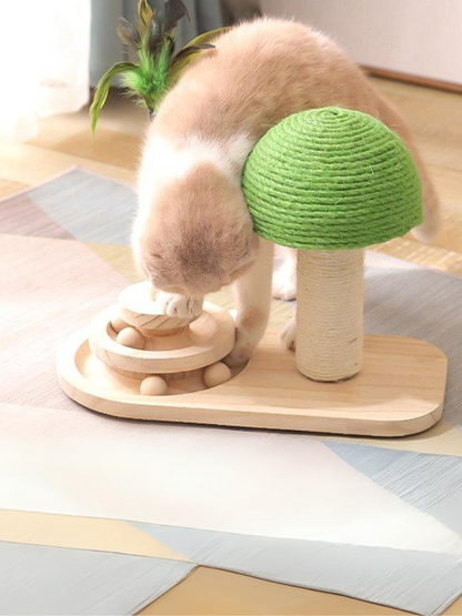 Trackball Cat Toy with Mushroom Scraper 