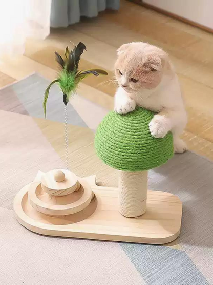 Trackball Cat Toy with Mushroom Scraper 