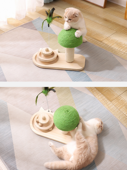 Trackball Cat Toy with Mushroom Scraper 