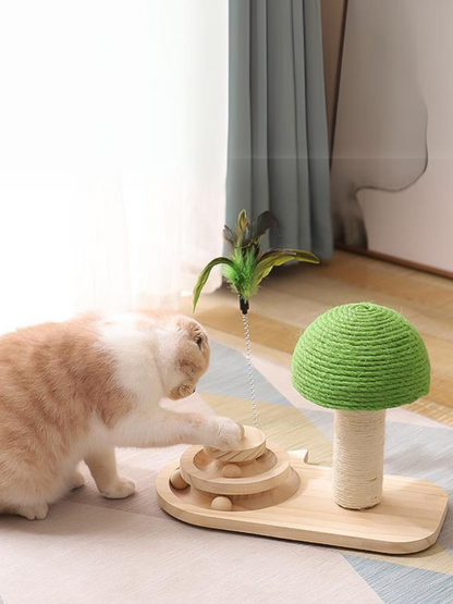 Trackball Cat Toy with Mushroom Scraper 