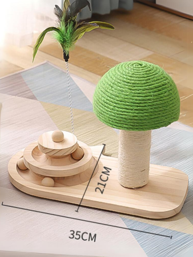 Trackball Cat Toy with Mushroom Scraper 